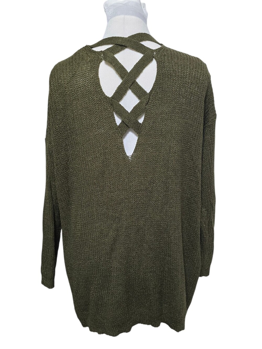 Dreamers Olive Green Open Front Cardigan M Knit Earthcore Slouchy Goblincore